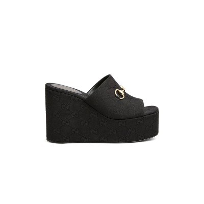 GUCCI WOMEN'S WEDGE SANDAL WITH HORSEBIT 816328 